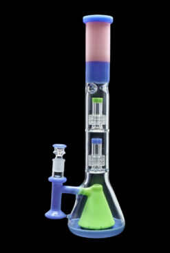 Shop Smoke Cartel Retro Pastel Beaker w/ Dual Tree & Pyramid Perc Water Pipe -19.7 in. in australian