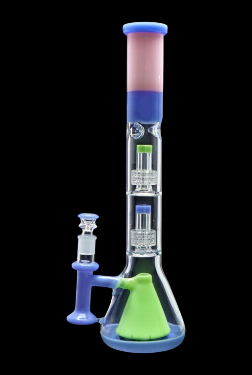 Shop Smoke Cartel Retro Pastel Beaker w/ Dual Tree & Pyramid Perc Water Pipe -19.7 in. in australian