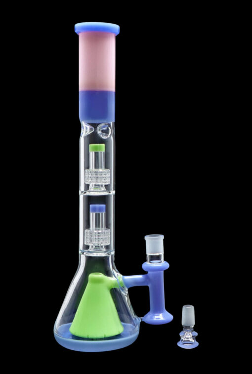 Shop Smoke Cartel Retro Pastel Beaker w/ Dual Tree & Pyramid Perc Water Pipe -19.7 in. in australian
