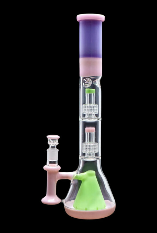 Shop Smoke Cartel Retro Pastel Beaker w/ Dual Tree & Pyramid Perc Water Pipe -19.7 in. in australian