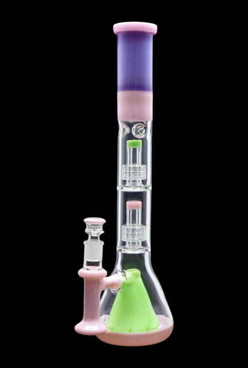 Shop Smoke Cartel Retro Pastel Beaker w/ Dual Tree & Pyramid Perc Water Pipe -19.7 in. in australian
