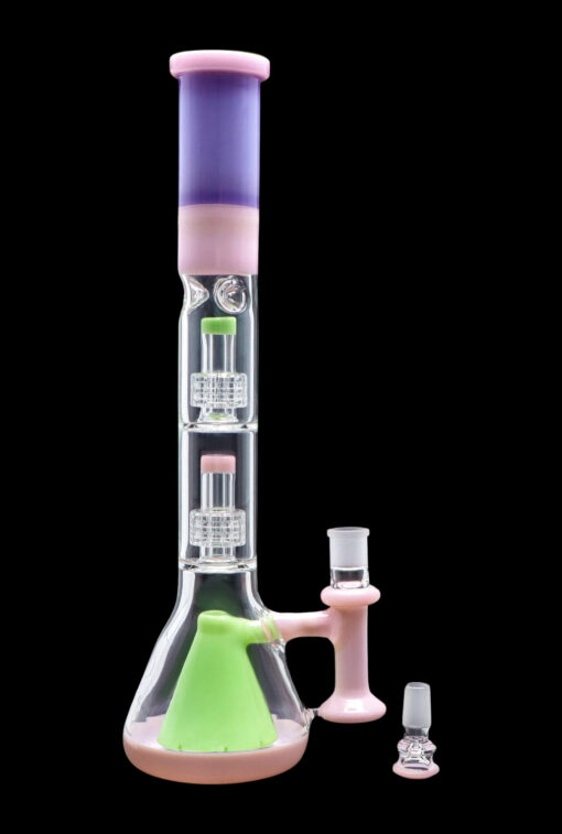 Shop Smoke Cartel Retro Pastel Beaker w/ Dual Tree & Pyramid Perc Water Pipe -19.7 in. in australian