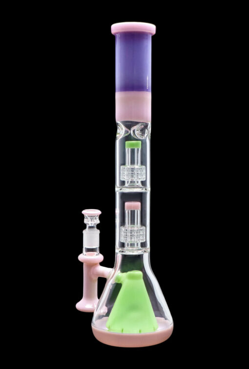 Shop Smoke Cartel Retro Pastel Beaker w/ Dual Tree & Pyramid Perc Water Pipe -19.7 in. in australian