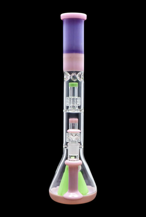 Shop Smoke Cartel Retro Pastel Beaker w/ Dual Tree & Pyramid Perc Water Pipe -19.7 in. in australian