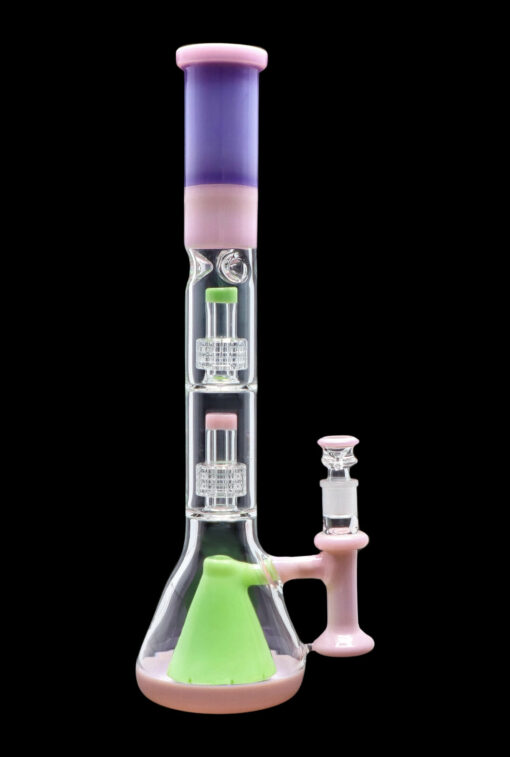 Shop Smoke Cartel Retro Pastel Beaker w/ Dual Tree & Pyramid Perc Water Pipe -19.7 in. in australian