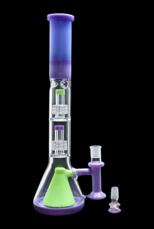 Shop Smoke Cartel Retro Pastel Beaker w/ Dual Tree & Pyramid Perc Water Pipe -19.7 in. in australian