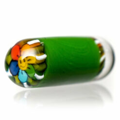 Shop Steve H Glass - Standard Series Pillar - Smiley Flower - Forest Green in australian