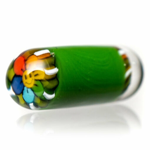 Shop Steve H Glass - Standard Series Pillar - Smiley Flower - Forest Green in australian
