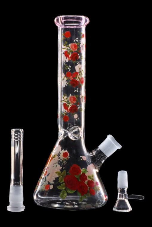 Shop 10" Flower Decal Beaker Bong in australian