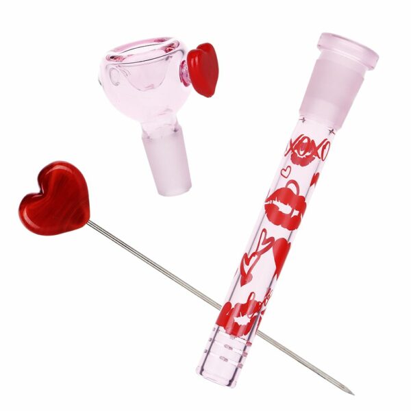 Shop Valentine's XOXO Glass Beaker Water Pipe & Hand Pipe Set - 10" / 14mm F in australian