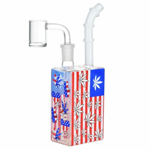 Shop Patriotic Leaf Juice Box Glass Dab Rig - 7.5" / 14mm F in australian