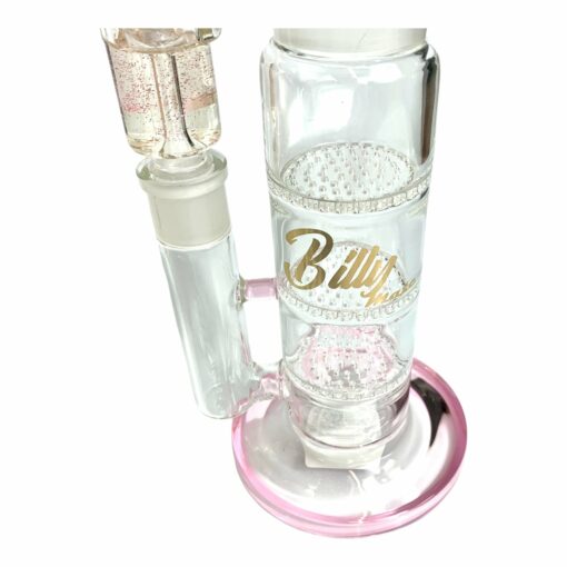 Shop Billy Mate Triple Honeycomb Perc Glycerine Cooled Bong 39cm Pink in australian