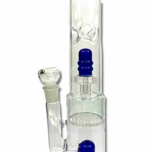 Shop Billy Mate Triple Perc Straight Shooter Bong 45cm Blue in australian