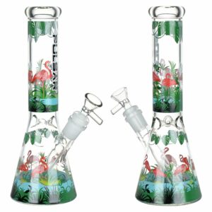 Shop Chillin' Flamingos Glass Beaker Water Pipe | 14mm F in australian