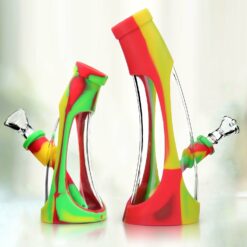Shop PILOT DIARY 8.6" Silicone-Glass Horn Bong w/ Colorful Sleeve & Glass Bowl in australian