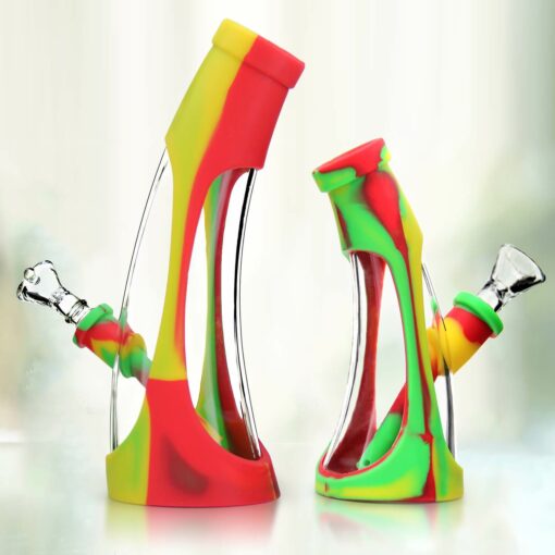 Shop PILOT DIARY Silicone Glass Mini Horn Bong w/ Ice Catcher - 14mm Female Joint in australian