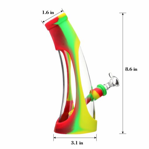 Shop PILOT DIARY 8.6" Silicone-Glass Horn Bong w/ Colorful Sleeve & Glass Bowl in australian