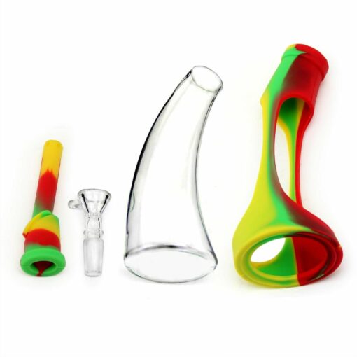 Shop PILOT DIARY 8.6" Silicone-Glass Horn Bong w/ Colorful Sleeve & Glass Bowl in australian