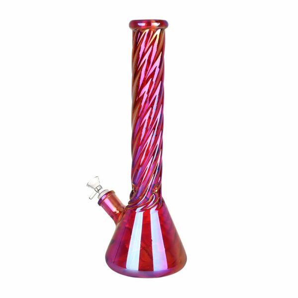 Shop Red Spiral Neck Glass Beaker Water Pipe | 14mm F in australian