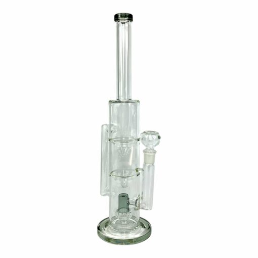 Shop Double Funnel UFO Perc Recycler Bong 39cm Ash Green in australian