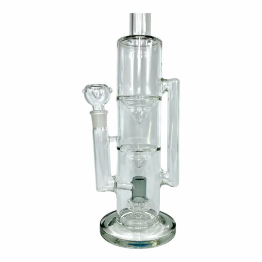Shop Double Funnel UFO Perc Recycler Bong 39cm Ash Green in australian