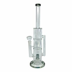 Shop Double Funnel UFO Perc Recycler Bong 39cm Ash Green in australian