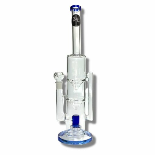 Shop Double Funnel UFO Perc Recycler Bong 39cm Blue in australian