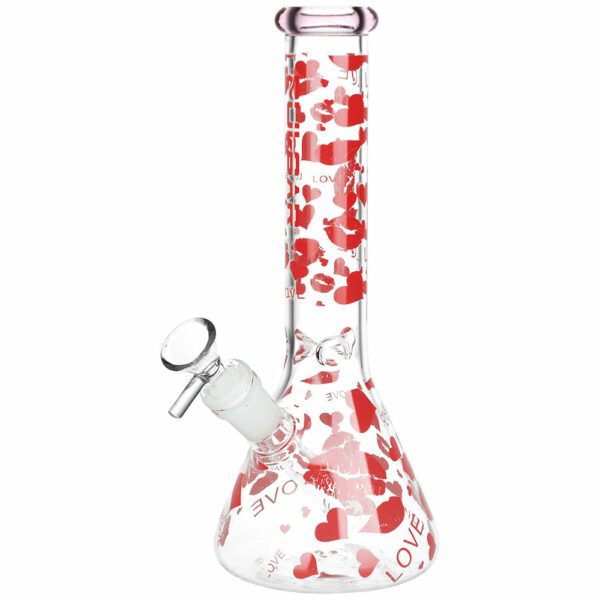 Shop Hearts and Kisses Glass Beaker Water Pipe - 9.75" / 14mm F / Colors Vary in australian