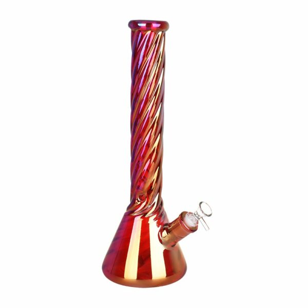 Shop Red Spiral Neck Glass Beaker Water Pipe | 14mm F in australian