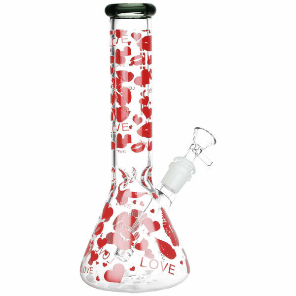 Shop Hearts and Kisses Glass Beaker Water Pipe - 9.75" / 14mm F / Colors Vary in australian
