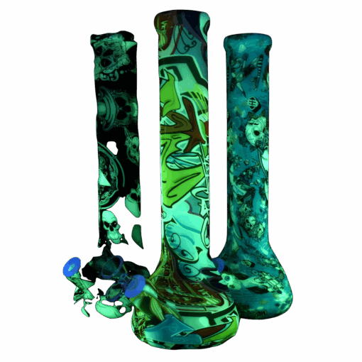 Shop Glow in the Dark Psychedelic Silicone Bong - Chemiluminescence in australian