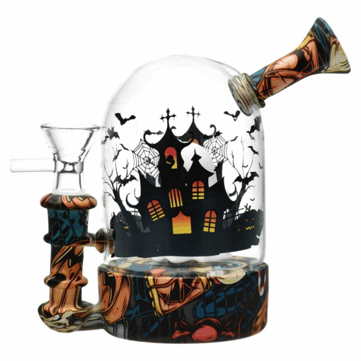 Shop Haunted House Bell Jar Silicone & Glass Water Pipe | 4.5" | 14mm F | Designs Vary in australian