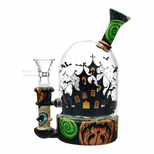 Shop Haunted House Bell Jar Silicone & Glass Water Pipe | 4.5" | 14mm F | Designs Vary in australian