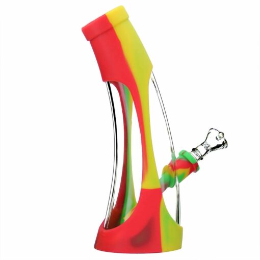 Shop PILOT DIARY 8.6" Silicone-Glass Horn Bong w/ Colorful Sleeve & Glass Bowl in australian