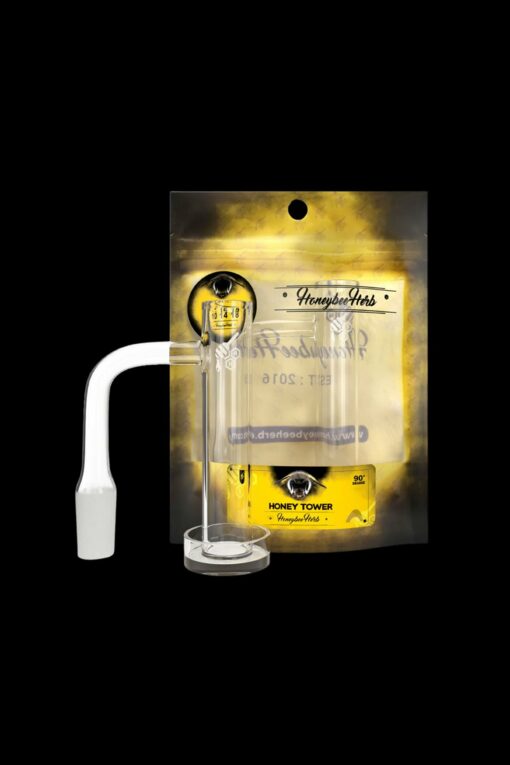 Shop Honeybee Herb Honey Tower Quartz Banger - Yellow Line in australian