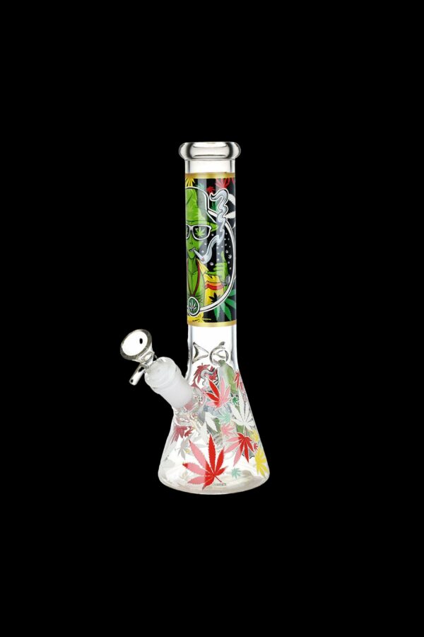 Shop Aliens And Hemp Leaves Glow Beaker Water Pipe in australian