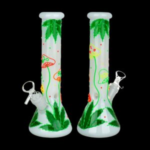 Shop 420 Hemp Leaf and Shrooms Glow in the Dark Water Pipe in australian