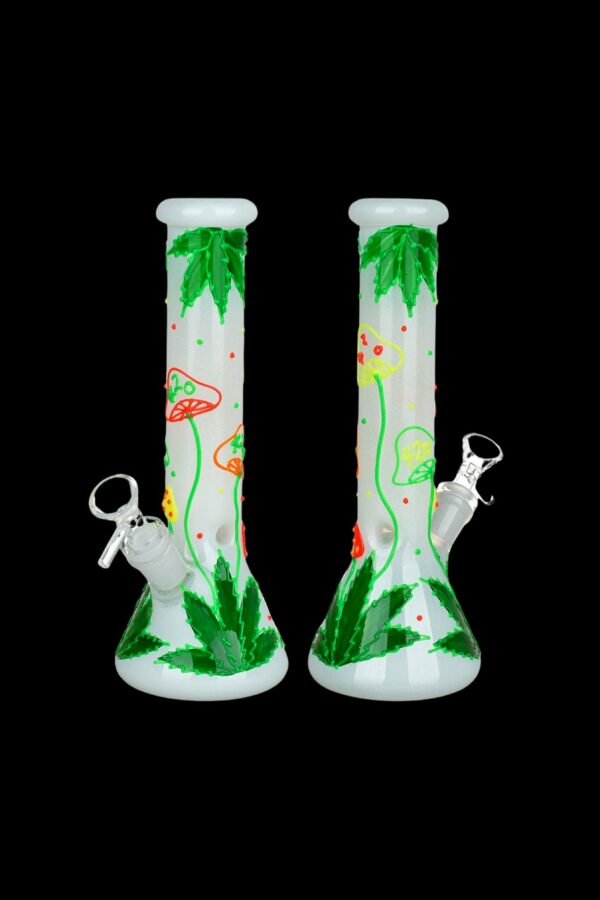 Shop 420 Hemp Leaf and Shrooms Glow in the Dark Water Pipe in australian