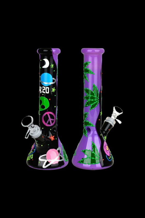 Shop 420 Beam Me Up Beaker Glow In The Dark Water Pipe in australian
