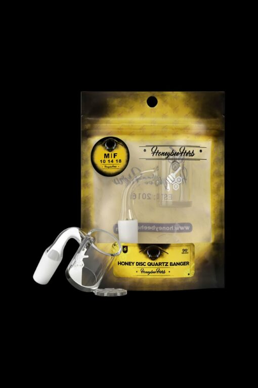 Shop Honeybee Herb Honey Disc Quartz Banger - Yellow Line in australian