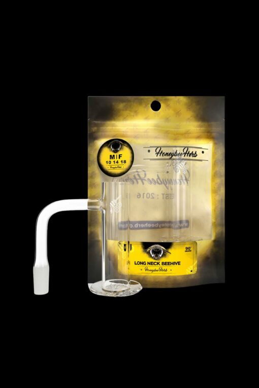 Shop Honeybee Herb Long Neck Beehive Quartz Banger - Yellow Line in australian