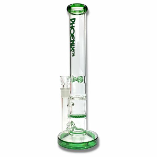 Shop Phoenix Star Dual Perc Straight Shooter Bong 35cm Green in australian