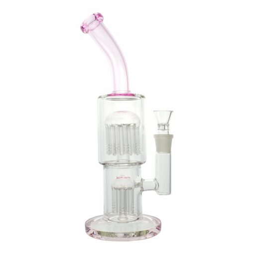 Shop Pink Colored Double Barrel Bong - 12in in australian