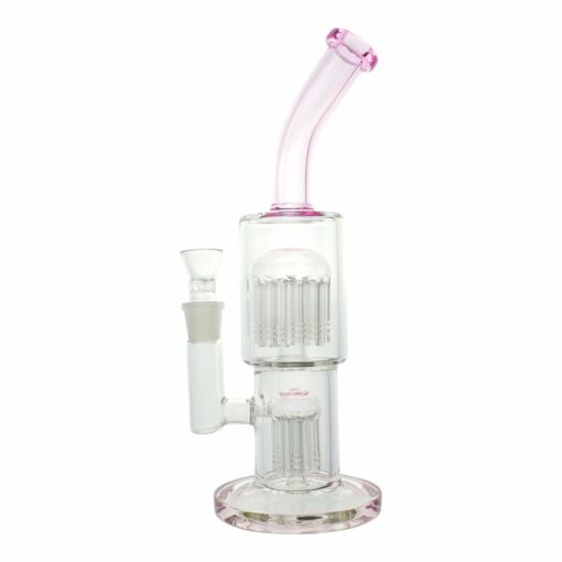 Shop Pink Colored Double Barrel Bong - 12in in australian