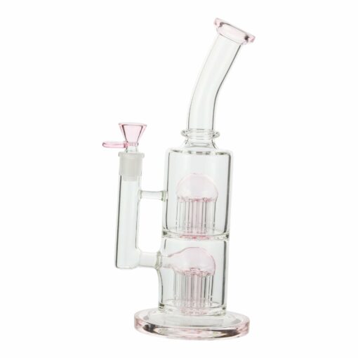 Shop Pink Colored Double Barrel Bong - 12in in australian