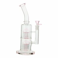 Shop Pink Colored Double Barrel Bong - 12in in australian
