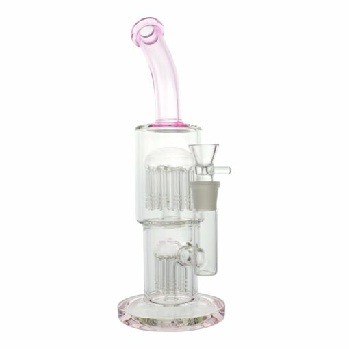 Shop Pink Colored Double Barrel Bong - 12in in australian