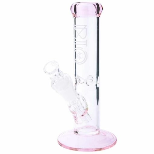 Shop 8" BIO Straight Glass Water Pipe - Pink Trim in australian