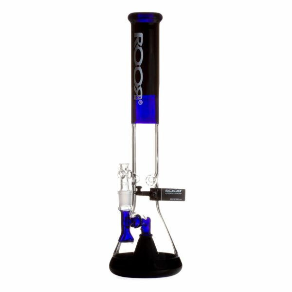 Shop ROOR Tech 18in Fixed Shower Head Big Beaker Bong - Blue Black in australian