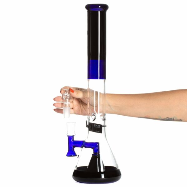 Shop ROOR Tech 18in Fixed Shower Head Big Beaker Bong - Blue Black in australian